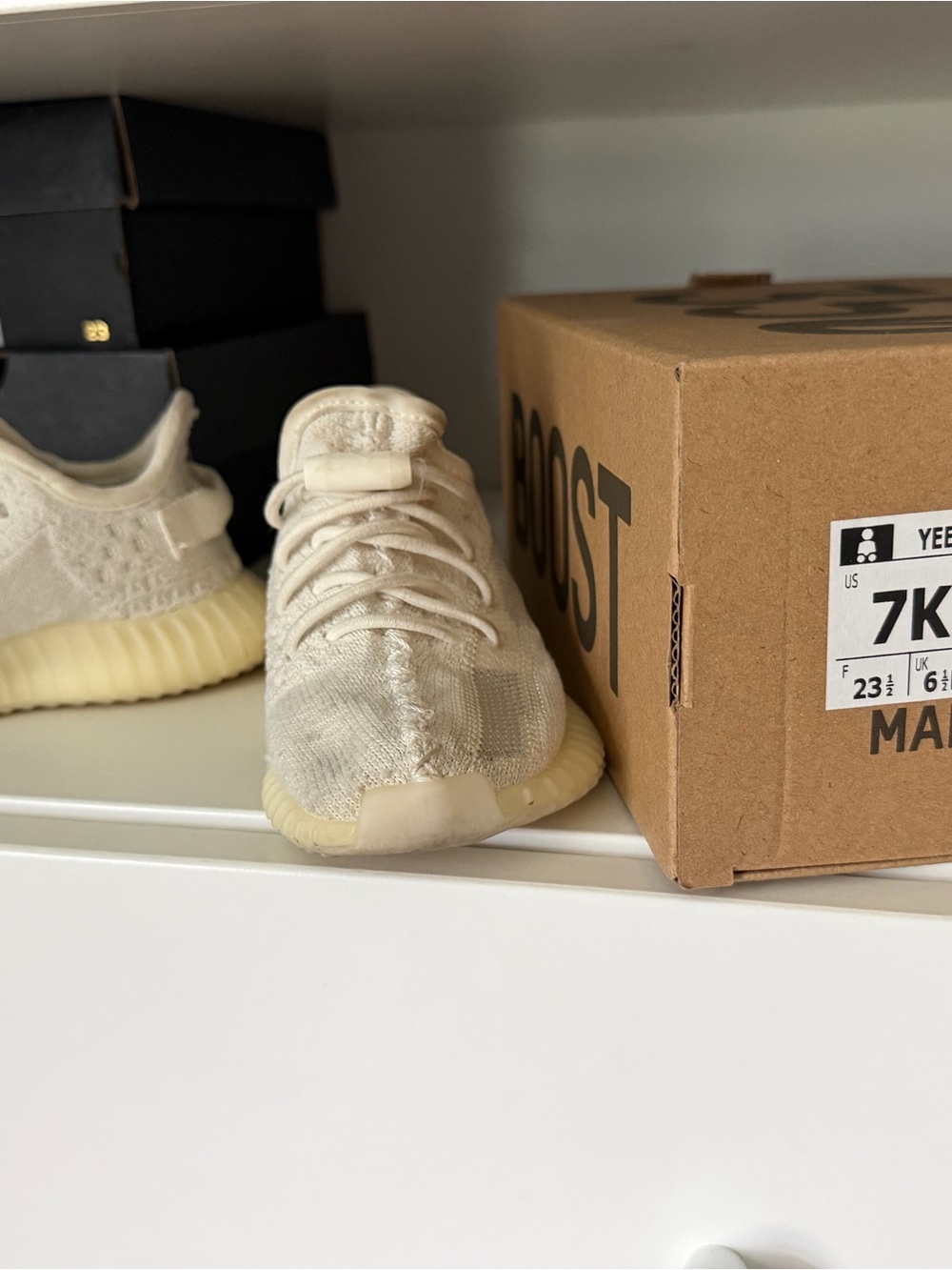 Yeezy Kids Cream Knit Slip-On Sneaker